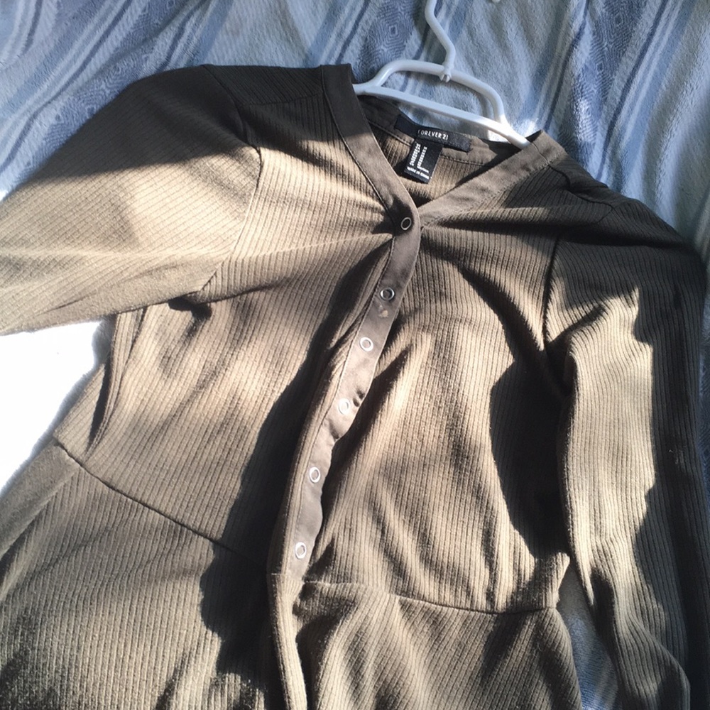 f21 ribbed olive dress